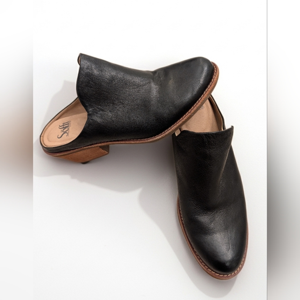 Sofft Ameera Black Leather Mule Clogs - Like New | Women's Size 8.5
